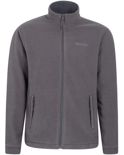 Mountain Warehouse Bernard Mens Windproof Fleece - Windproof, Breathable Jumper, Two Pockets, Full Zip Sweatshirt, Elastic - Grey