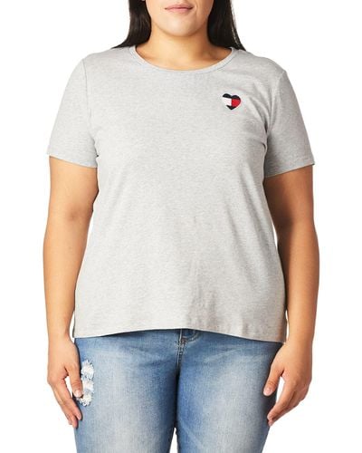 Tommy Hilfiger Womens Crew Neck Logo Tee T Shirt - White