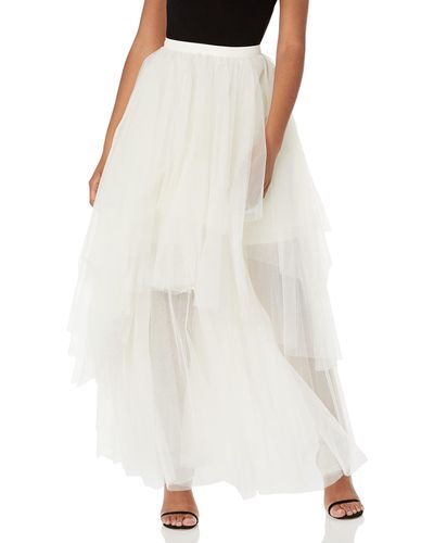 BCBGMAXAZRIA Tiered Ruffle A Line Maxi Skirt - White