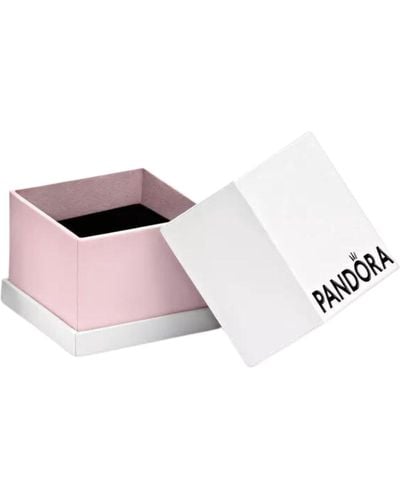 PANDORA Ringbox Weiß und Rosa Logo – ideal für Ringe und Charms – Größe: 4 x 4 x 4 cm – inklusive - Schwarz