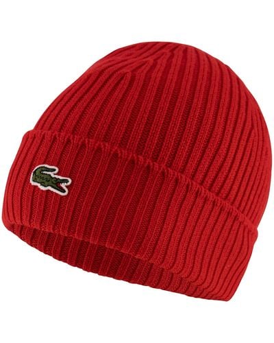 Lacoste , Adult Rb0001 Beanie Hat, Red, One Size