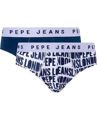 Pepe Jeans Allover Logo BF 2P Briefs - Azul