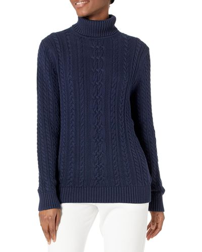 Amazon Essentials Fisherman Cable Turtleneck Sweater Pullover-Sweaters - Blu