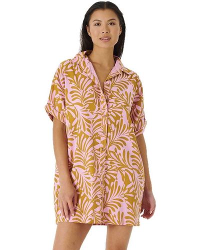 Rip Curl Afterglow Shirt Short Dress S - Brown