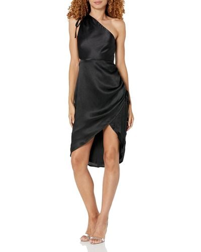 BCBGeneration One Shoulder Sleeveless Asymmetrical Cutout Midi Dress - Black