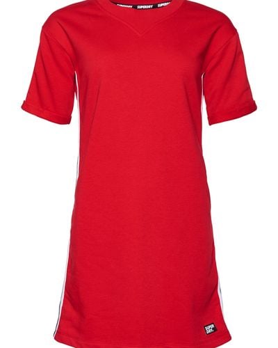 Superdry Georgia Short Sleeve Sweat Dress - Rot