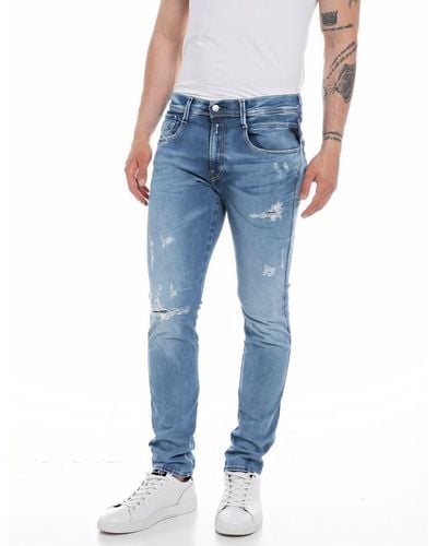 Replay Jeans Uomo Anbass Slim Fit Hyperflex Elasticizzati - Blu