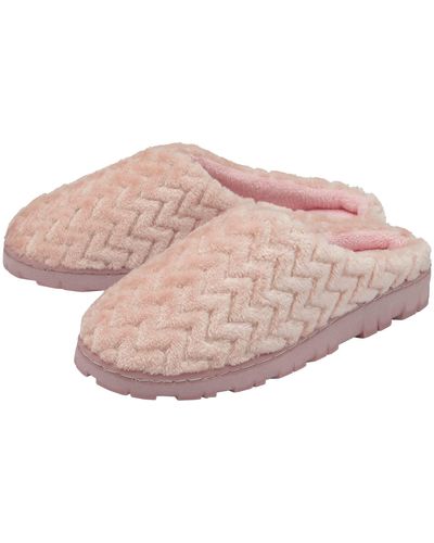 Dunlop Hausschuhe Pantoletten Kuschelig Kunstfell Memory Foam Slip On Hausschuhe Größen 36-42 - Pink