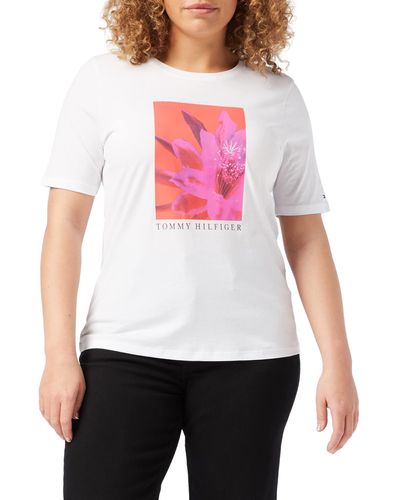 Tommy Hilfiger Vrouwen Regular Floral C-nk Tee Ss Shirt - Wit