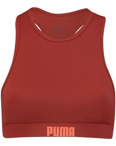PUMA Swimwear Racerback Parte Superior de Bikini - Rojo