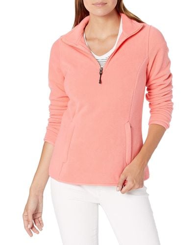 Amazon Essentials Langärmelige Pulloverjacke aus Polarfleece mit Viertelreißverschluss - Pink