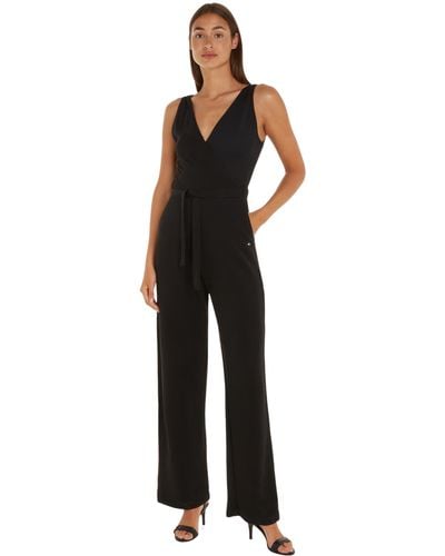Tommy Hilfiger Mono Jumpsuit para Mujer Wrap Detail sin gas - Negro