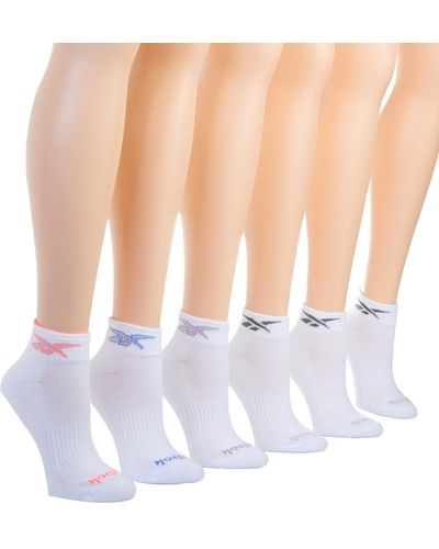 Reebok Women's Cuff Quarter Socks - 6 Pack, 221qt05, White, O/s, Multicolour, 3.5-9 Uk
