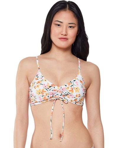 Jessica Simpson S Summer Dreaming Ruched Front Bra Top Sunset Multi Lg - Multicolor