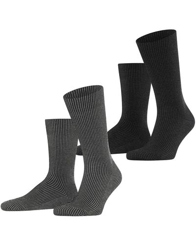 Esprit Vertical Stripe 2-pack M So Cotton Patterned 2 Pairs Socks - Black