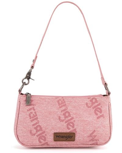 Wrangler Shoulder Bags For Y2k Cluth Tote Handbag 90s Retro Purses - Pink
