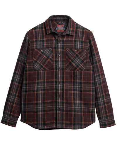 Superdry Merchant Quilted Long Sleeve Shirt S - Brown