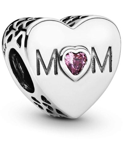 PANDORA Moments 791881pcz Pink Mum Heart Charm Sterling Silver - White