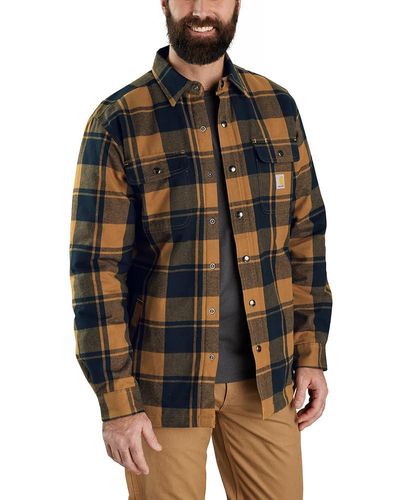 Carhartt Big & Tall Relaxed Fit Flannel Sherpa-lined Shirt Jac - Multicolor