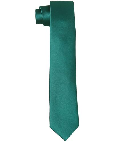 HIKARO Cravatta da uomo sottile realizzata a mano effetto seta 6 cm - Blu petrolio - Verde