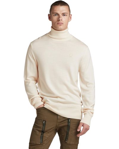 G-Star RAW Premium Core Turtle Knitted Sweater Donna ,Beige - Neutro