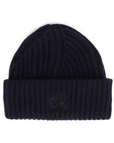 Calvin Klein S 'elevated' Wool Beanie Hat - Blue