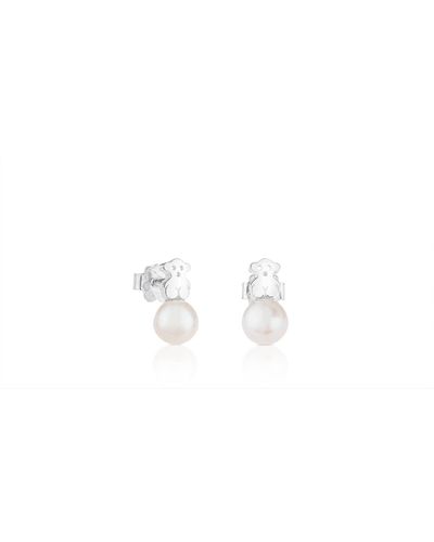 Tous Boucles d'oreilles Puppies en Argent - Blanc