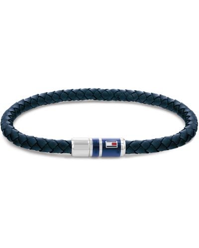 Tommy Hilfiger Jewelry Pulsera para Hombre de Piel Azul - 2790294 - Negro