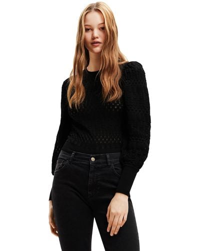 Desigual Womens Knit Long Sleeve Sweater - Black