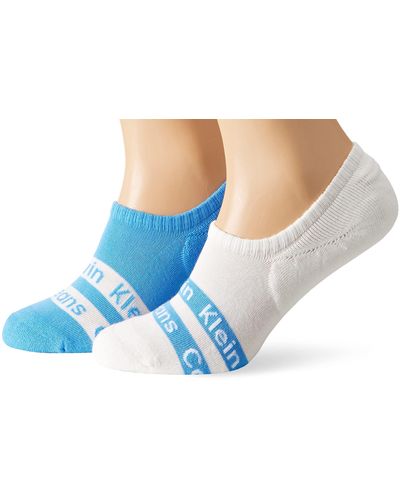 Calvin Klein Logo Ribbon High Cut Footie Socks - Blue