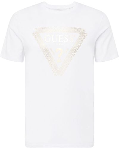 Guess Tshirt Iconique à Gros Logo doré Jeans - Blanc