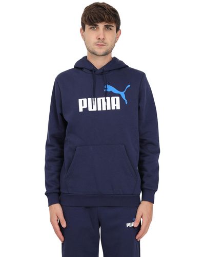 Puma Sweat à capuche Ess Logo FL Bleu S Femme