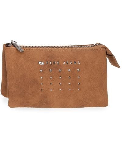 Pepe Jeans Holly Wallet With Purse Brown 10 X 8 X 3 Cm Faux Leather