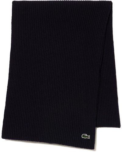 Lacoste Ribbed Wool Scarf - Black