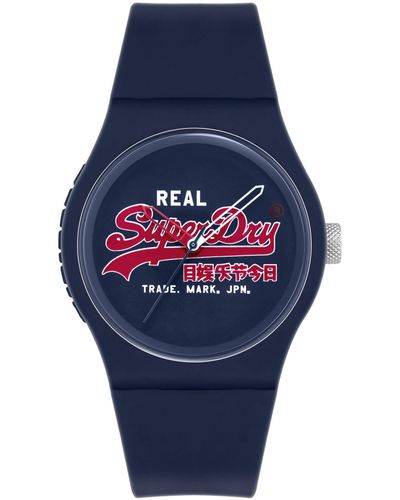 Superdry Analog Quarz Uhr mit Silicone Armband SYG280UR - Blau