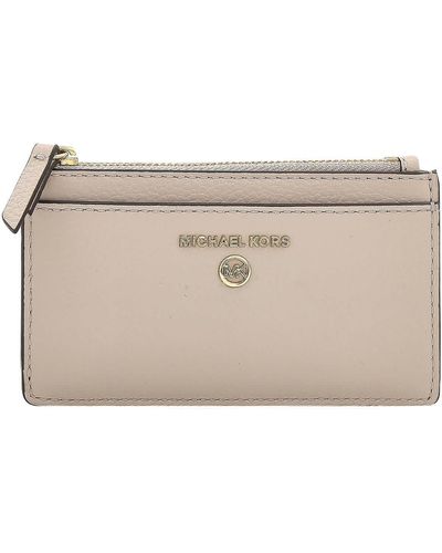 Michael Kors Pink Small Pebbled Leather Card Case - Natural