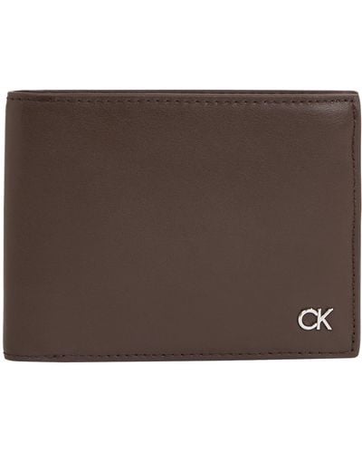 Calvin Klein Metal Ck Trifold 10cc W/coin Wallets - Black