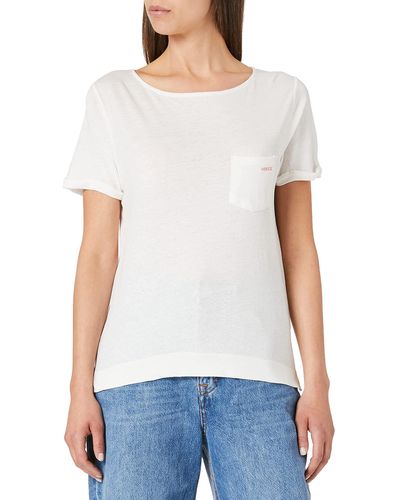 Mexx S Linen Relaxed fit with Pocket T-Shirt - Weiß