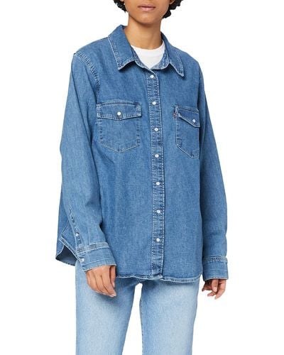 Levi's Plus Size Essential Western Camisa Tallas Grandes Mujer Going Steady - Azul