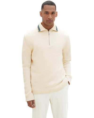 Tom Tailor Cosy Troyer Pullover - Natur