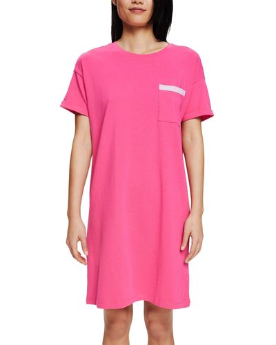 Esprit Cotton Holiday NW Ocs NS S_SS Camisa de Noche - Rosa