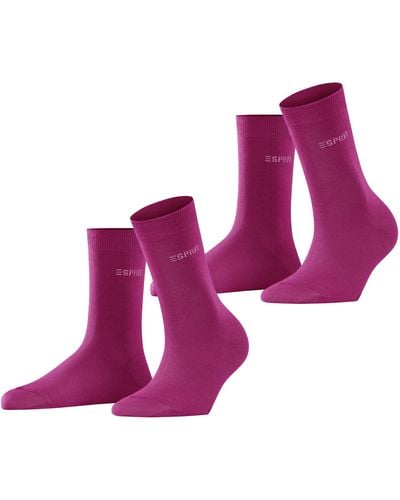 Esprit 2 Pack W So Cotton Plain 2 Pairs Socks - Purple