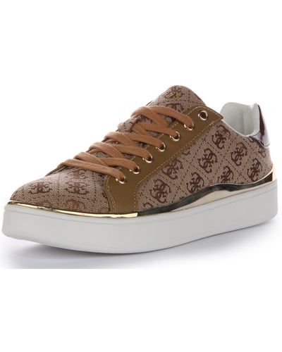 Guess Fl8bnyfab12 Faux Leather Trainers - Bruin
