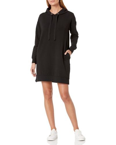 The Drop Iona Long-sleeve Hooded Mini Sweatshirt Dress - Black