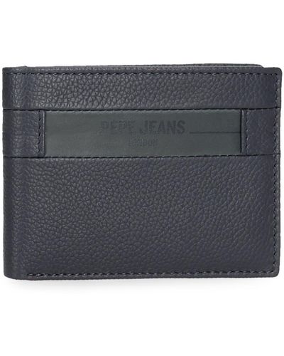 Pepe Jeans Checkbox Portefeuille Horizontal avec Porte-Monnaie Bleu 11,5 x 8 x 1 cm Cuir