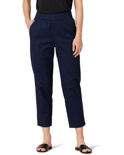 Amazon Essentials Stretch Cotton Pull-on Mid-rise Relaxed-fit Ankle-length Trousers - Blue