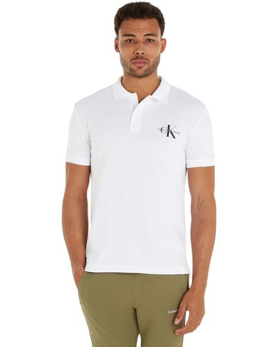 Calvin Klein Poloshirt Kurzarm Monologo Polo Regular Fit - Weiß