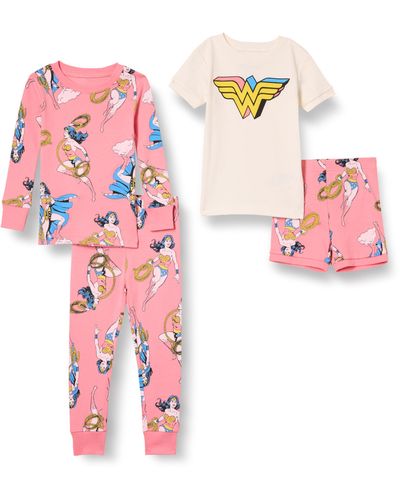 Amazon Essentials DC Conjuntos de Pijama de 6 Piezas con Corte ceñido Niño - Rosa