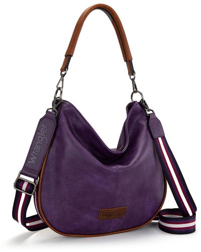 Wrangler Hobo Bags For Striped Cotton Ribbon Shoulder Purses And Handbags - Purple