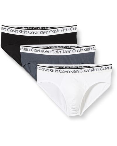 Calvin Klein Slip Uomo 3 Pack Hip Brief 3 PK Elasticizzati - Bianco